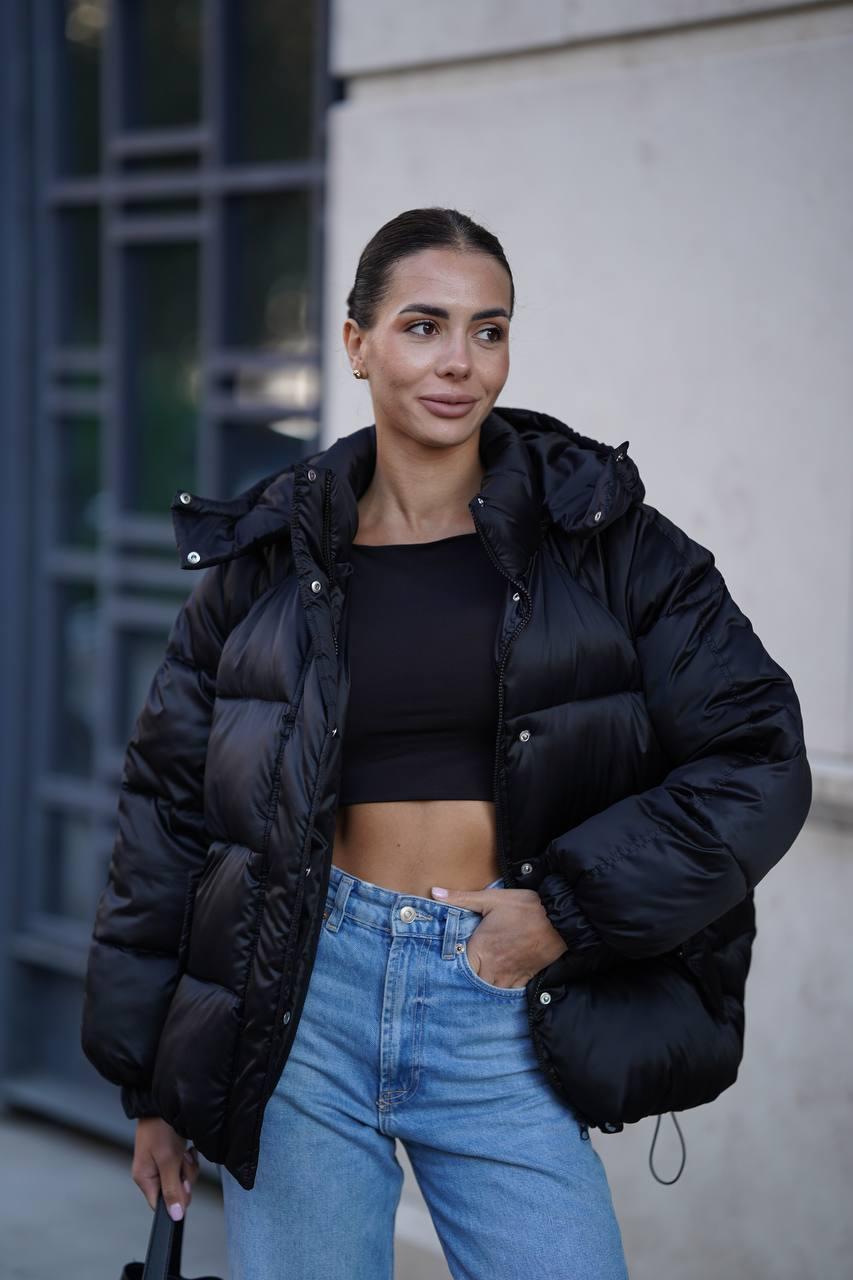 Жіноча зимова куртка пуховик оверсайз, фото 1