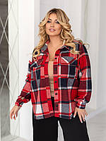 Осіння жіноча сорочка великих розмірів картата (р.52-58). Арт-1013/11