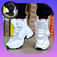 Жіночі зимові високі кросівки хай-топи YIYI білого кольору з хутром