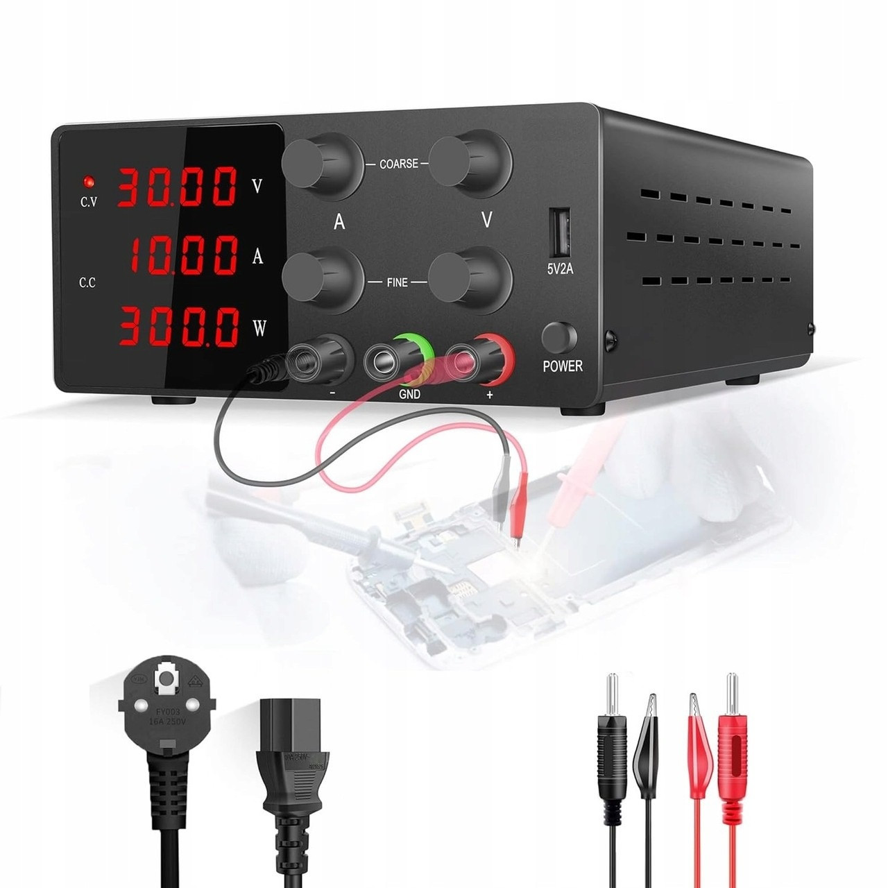 Лабораторний блок живлення 30 V 10 A постійного струму регульований SPS-W3010, фото 1