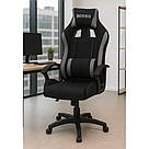 Геймерське крісло ігрове з тканини для приставки професійне крісло комп'ютерне Bonro B-944 чорно сіре, фото 2