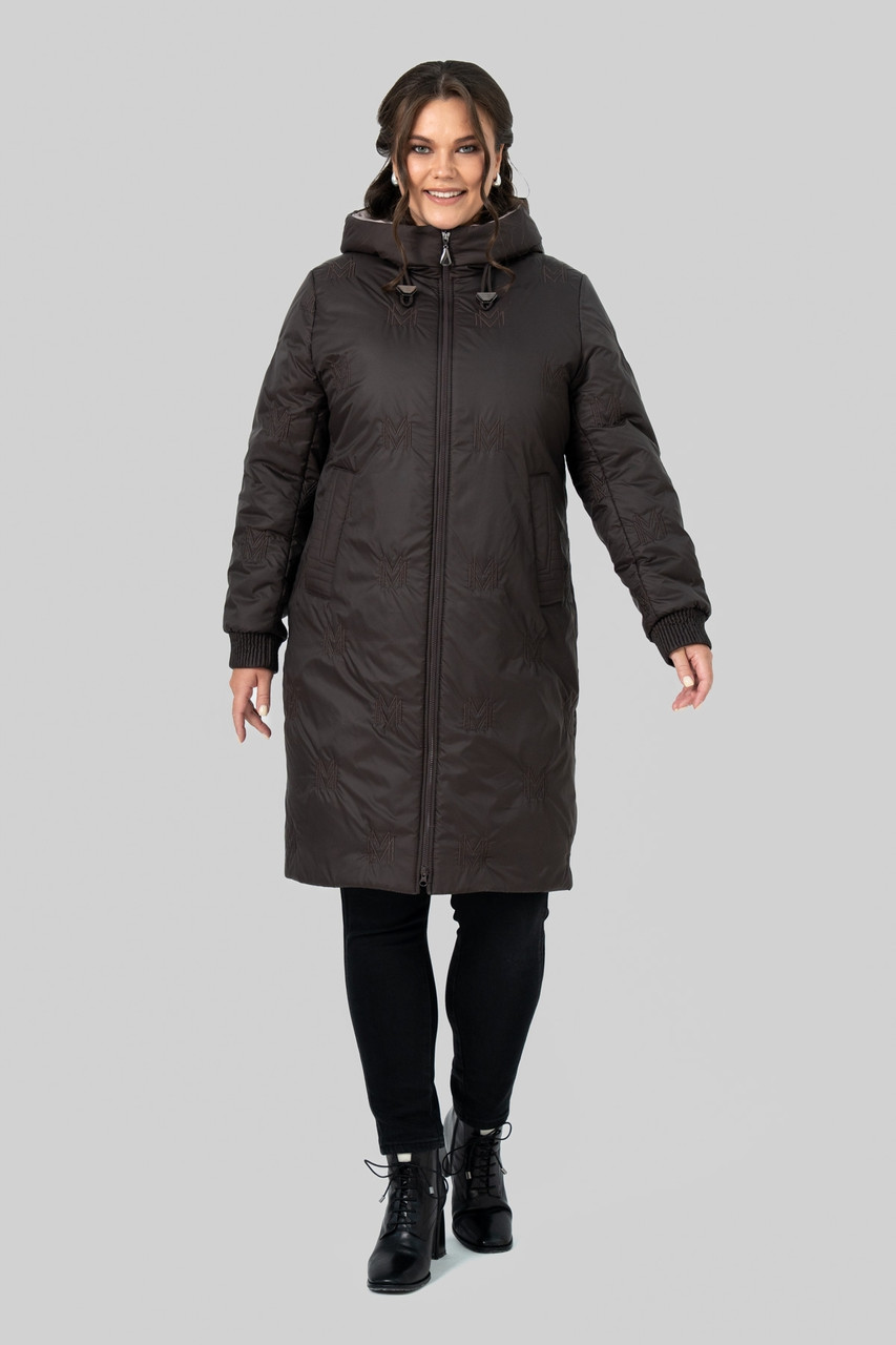Стильне жіноче зимове пальто з капюшоном Юстина, розміри  50-58