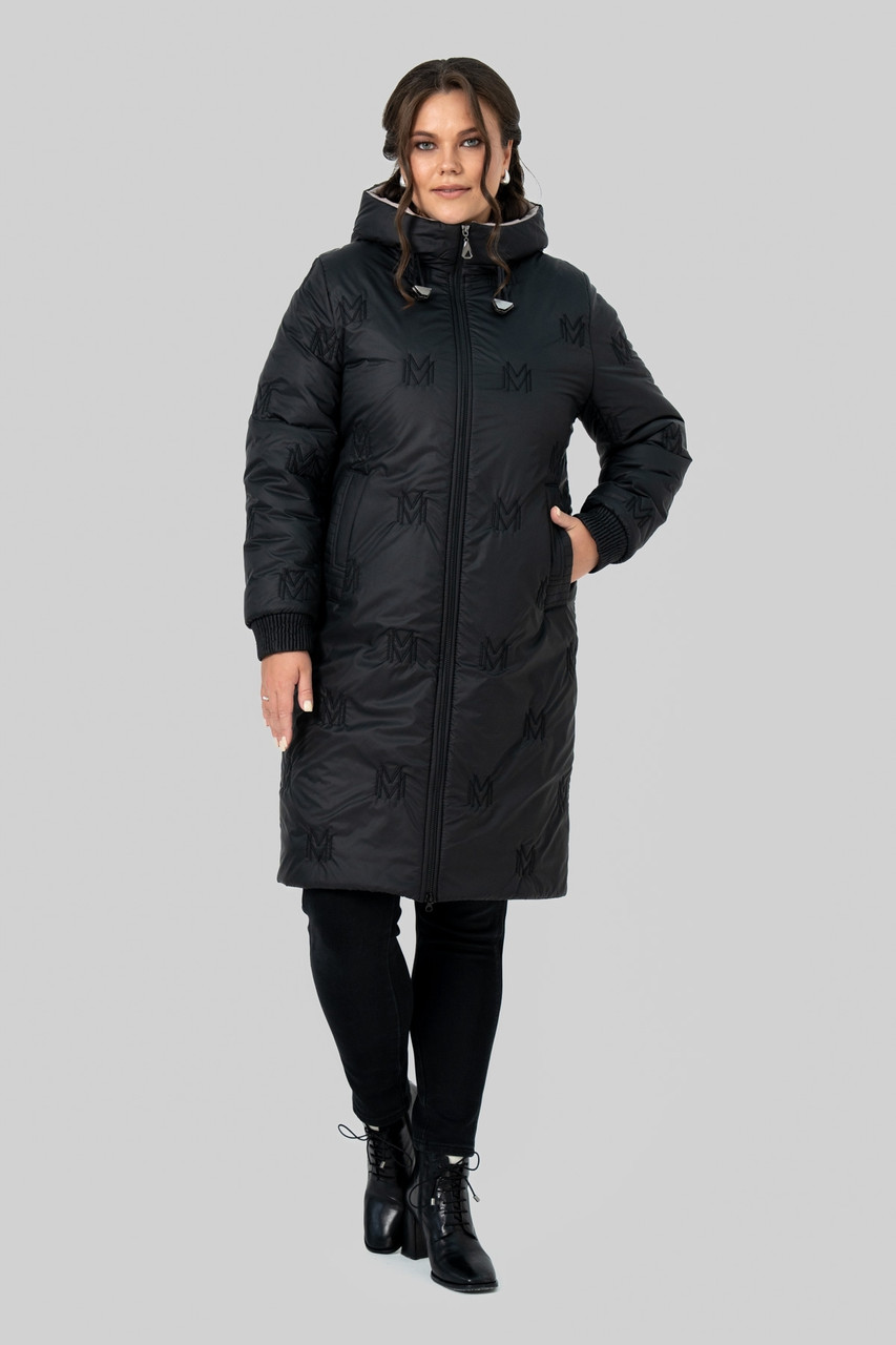 Стильне жіноче зимове пальто з капюшоном Юстина, розміри  50-58