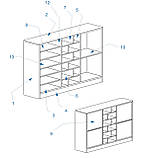 Шафа для одягу в сучасному стилі 180 см завширшки Шафи чотирьохдверні на 20 відділень із ЛДСП, фото 8