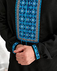 Вишиванка чоловіча "Стефан" з чорного домотканого полотна, фото 3