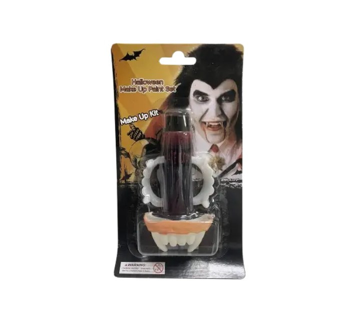 Набір для гриму на Хелловін “Horror Makeup Kit” — вампірські зуби, штучна кров, ікла вампіра