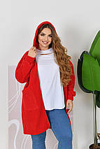 Жіночий кардиган червоний альпака великого розміру Розміри: 52-54, 56-58, 60-62, 64-66, фото 5