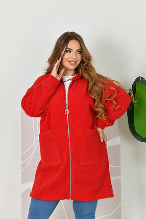 Жіночий кардиган червоний альпака великого розміру Розміри: 52-54, 56-58, 60-62, 64-66, фото 1
