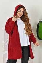 Жіночий кардиган бордовий альпака великого розміру Розміри: 52-54, 56-58, 60-62, 64-66, фото 4