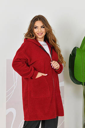 Жіночий кардиган бордовий альпака великого розміру Розміри: 52-54, 56-58, 60-62, 64-66, фото 1