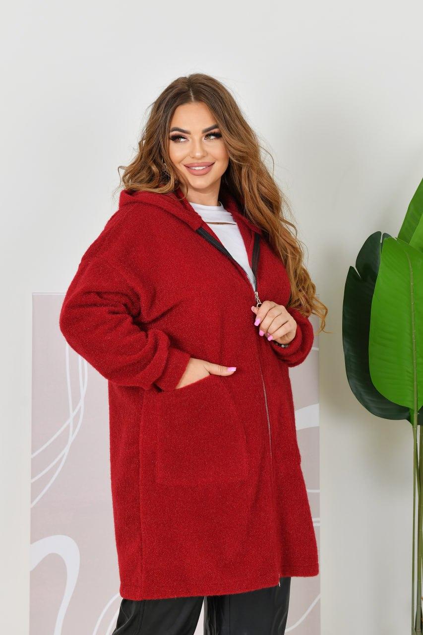 Жіночий кардиган бордовий альпака великого розміру Розміри: 52-54, 56-58, 60-62, 64-66