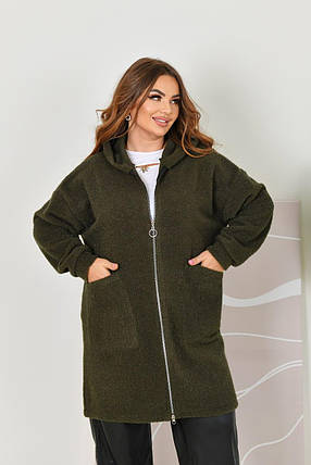 Жіночий кардиган хакі альпака великого розміру Розміри: 52-54, 56-58, 60-62, 64-66, фото 1