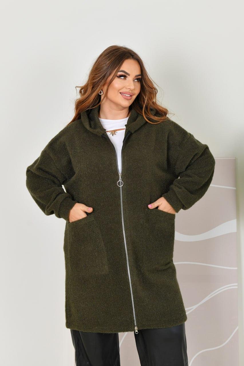 Жіночий кардиган хакі альпака великого розміру Розміри: 52-54, 56-58, 60-62, 64-66