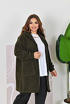 Жіночий кардиган хакі альпака великого розміру Розміри: 52-54, 56-58, 60-62, 64-66, фото 4