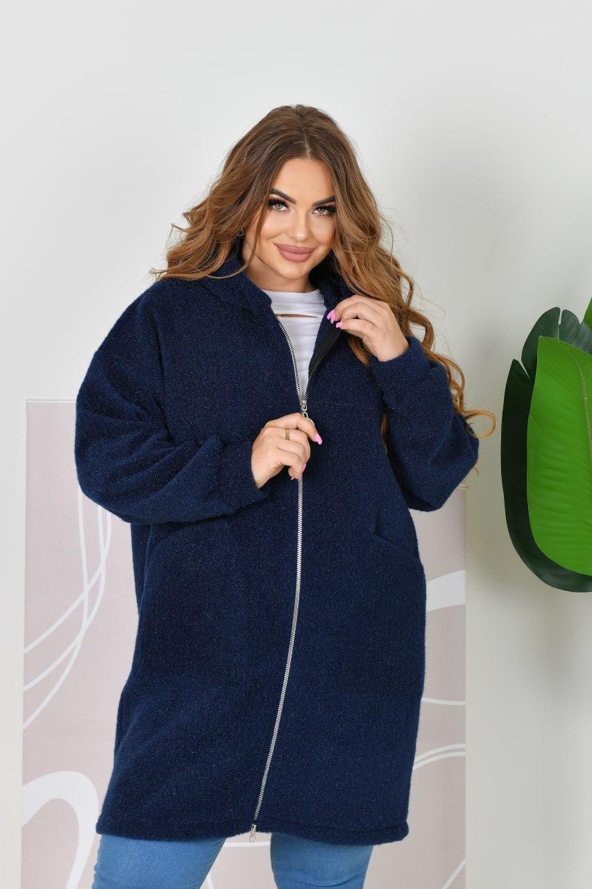 Жіночий кардиган синій альпака великого розміру Розміри: 52-54, 56-58, 60-62, 64-66