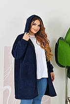 Жіночий кардиган синій альпака великого розміру Розміри: 52-54, 56-58, 60-62, 64-66, фото 5