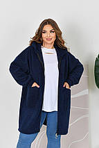 Жіночий кардиган синій альпака великого розміру Розміри: 52-54, 56-58, 60-62, 64-66, фото 4