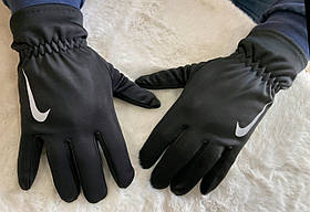 Чоловічі чорні зимові теплі флісові рукавички із сенсором