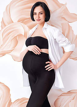 Колготки 200 ден для вагітних бавовняні м'які Giulia Mama 200 чорного кольору розміри 2 3 4