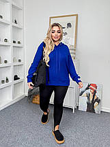 Жіноча кофта з капюшоном синя великого розміру Розміри: 46-48, 50-52, 54-56, 58-60, фото 2