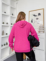 Жіноча кофта з капюшоном малинова великого розміру Розміри: 46-48, 50-52, 54-56, 58-60, фото 3