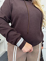 Жіноча кофта з капюшоном шоколад великого розміру  Розміри: 46-48, 50-52, 54-56, 58-60, фото 5