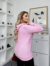 Жіноча кофта з капюшоном рожева великого розміру Розміри: 46-48, 50-52, 54-56, 58-60, фото 4