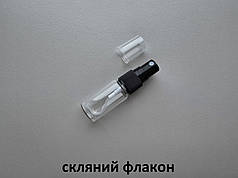 15 мл СКЛЯНИЙ Круглий прозорий флакон з чорним пластиковим розпилювачем, спреєм 18/415, пляшка, атомайзер, пляшечка, тестер