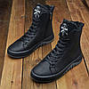 Зимові чоловічі шкіряні черевики на блискавці чорні утеплені з натуральної шкіри на хутрі на зиму, розмір 40-45, фото 3