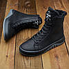 Зимові чоловічі шкіряні черевики на блискавці чорні утеплені з натуральної шкіри на хутрі на зиму, розмір 40-45, фото 4