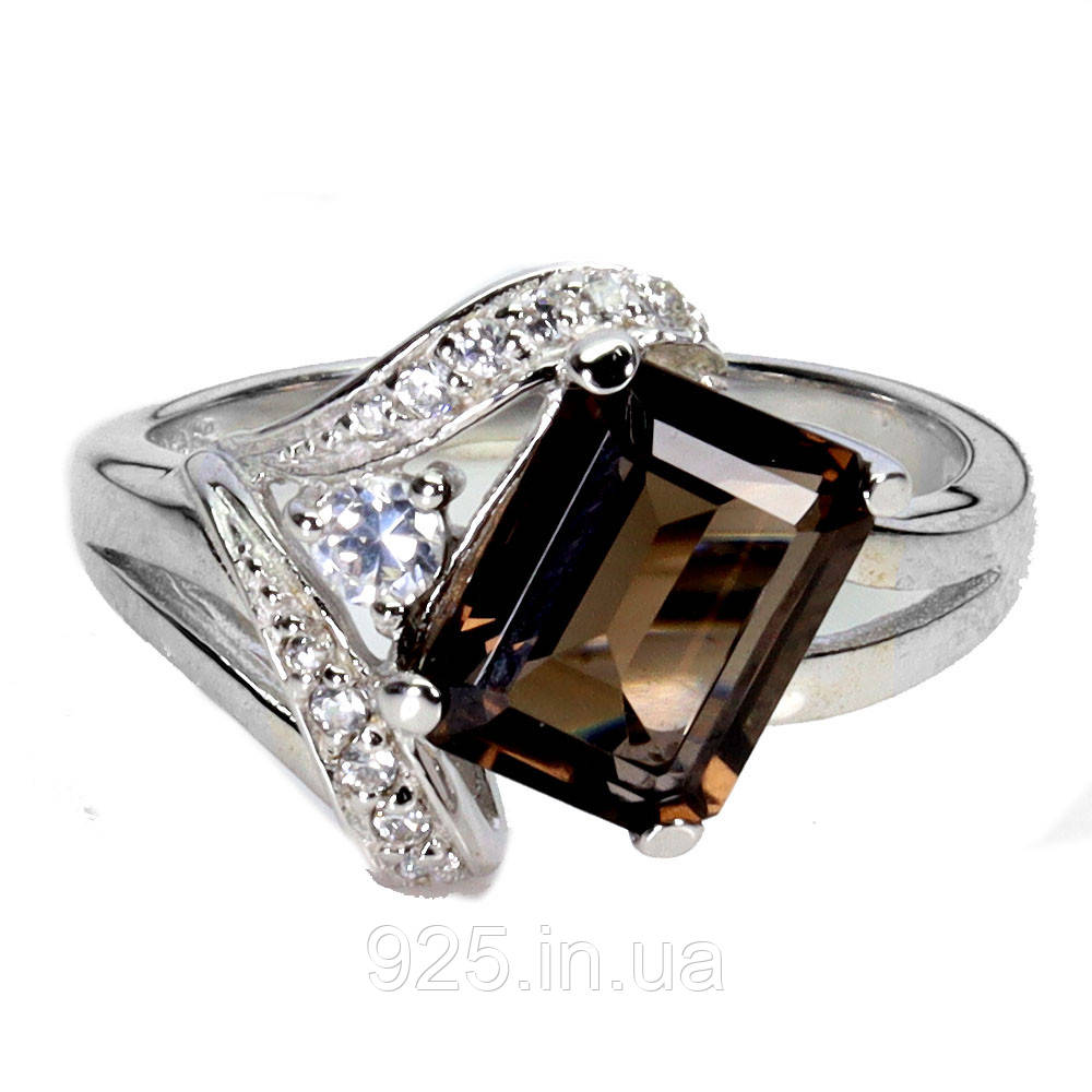 Каблучка. Натуральний раух топаз. Срібло 925., фото 1