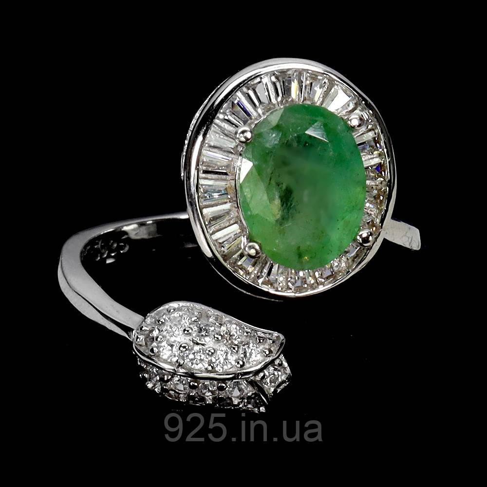 Каблучка. Натуральний смарагд. Срібло 925., фото 1