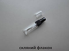 20 - 21 мл СКЛЯНИЙ Круглий прозорий флакон з чорним пластиковим спреєм, пляшка, атомайзер з розпилювачем