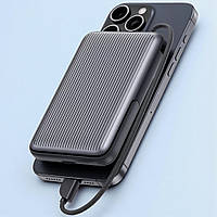 Повербанк із магсейф та кабелем Type-C Proove Moon Rock 2 in 1 10000mAh 22.5W сірий для iPhone та Android зі швидкою зарядкою Qi