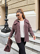 Вельветова жіноча сорочка на хутрі великого розміру Розміри: 48-50, 52-54, 56-58, 60-62, фото 2