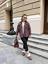 Вельветова жіноча сорочка на хутрі великого розміру Розміри: 48-50, 52-54, 56-58, 60-62, фото 4