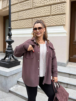 Вельветова жіноча сорочка на хутрі великого розміру Розміри: 48-50, 52-54, 56-58, 60-62, фото 1