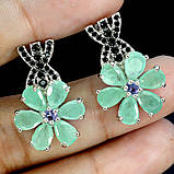 Сережки. Натуральний смарагд, шпінель і танзаніт. Срібло 925., фото 2