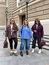 Вельветова жіноча сорочка на хутрі великого розміру Розміри: 48-50, 52-54, 56-58, 60-62, фото 4