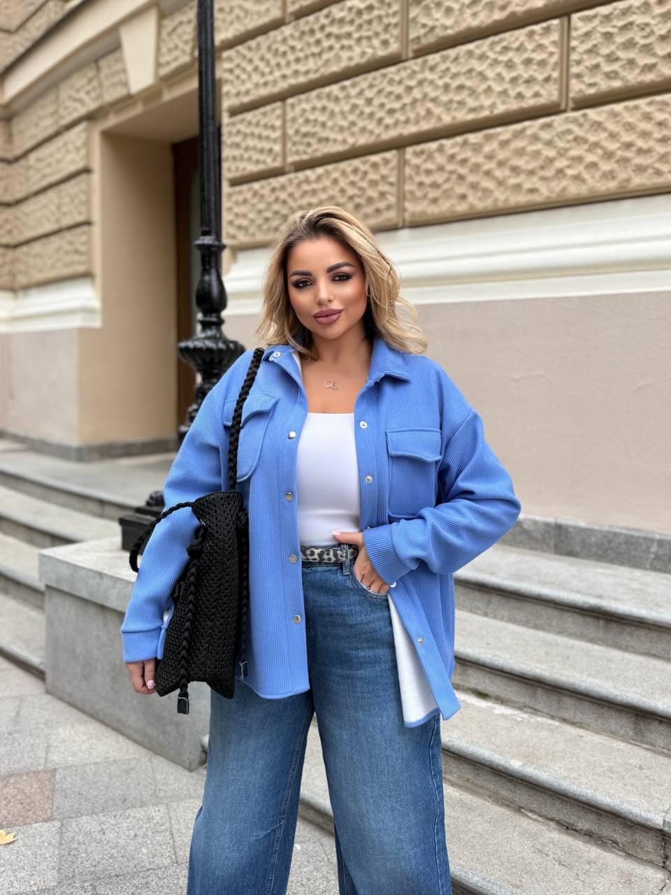 Вельветова жіноча сорочка на хутрі великого розміру Розміри: 48-50, 52-54, 56-58, 60-62