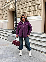 Вельветова жіноча сорочка на хутрі великого розміру Розміри: 48-50, 52-54, 56-58, 60-62, фото 3