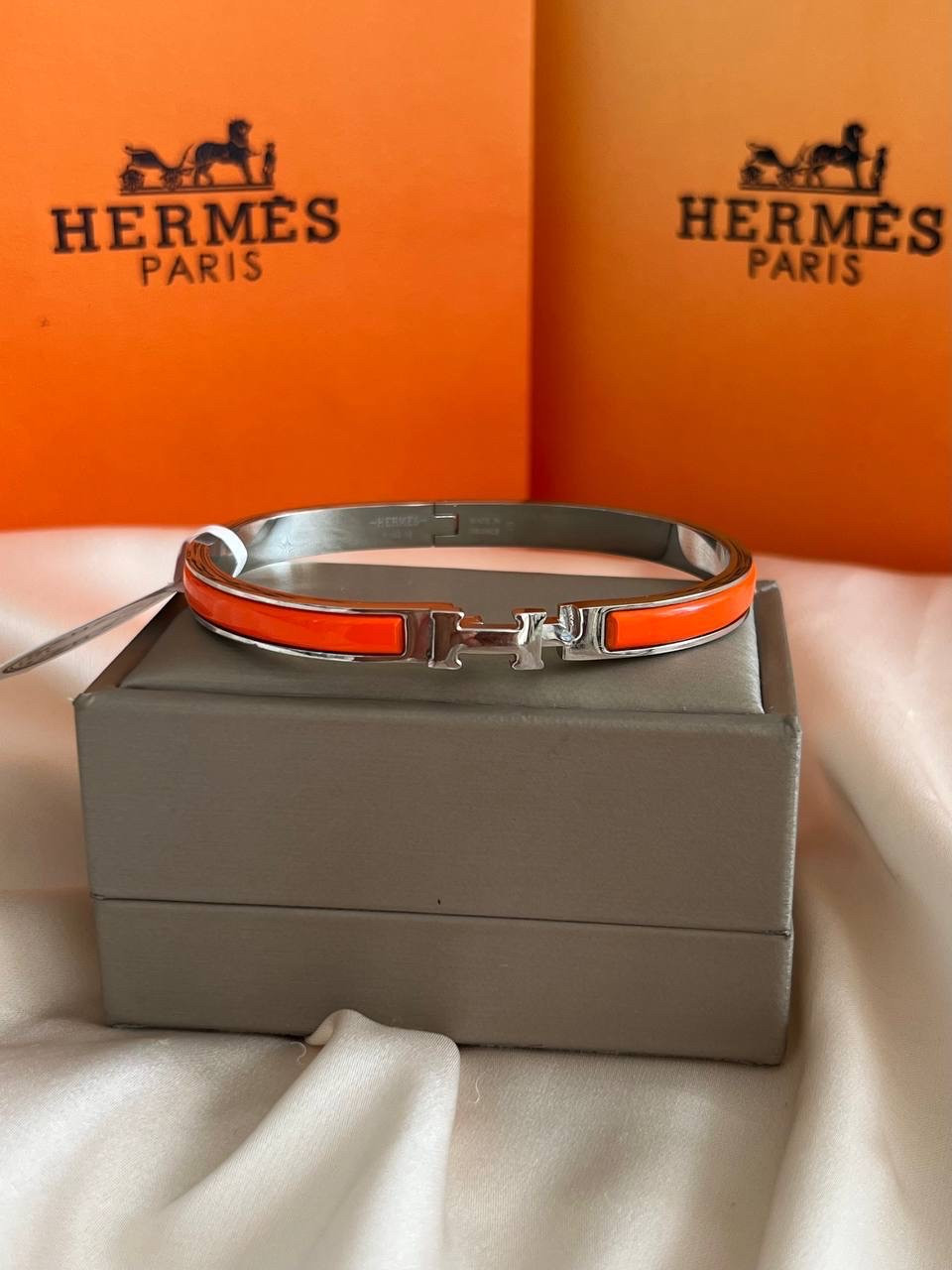Браслет Hermes помаранчевий / покритя золото 18К, фото 1