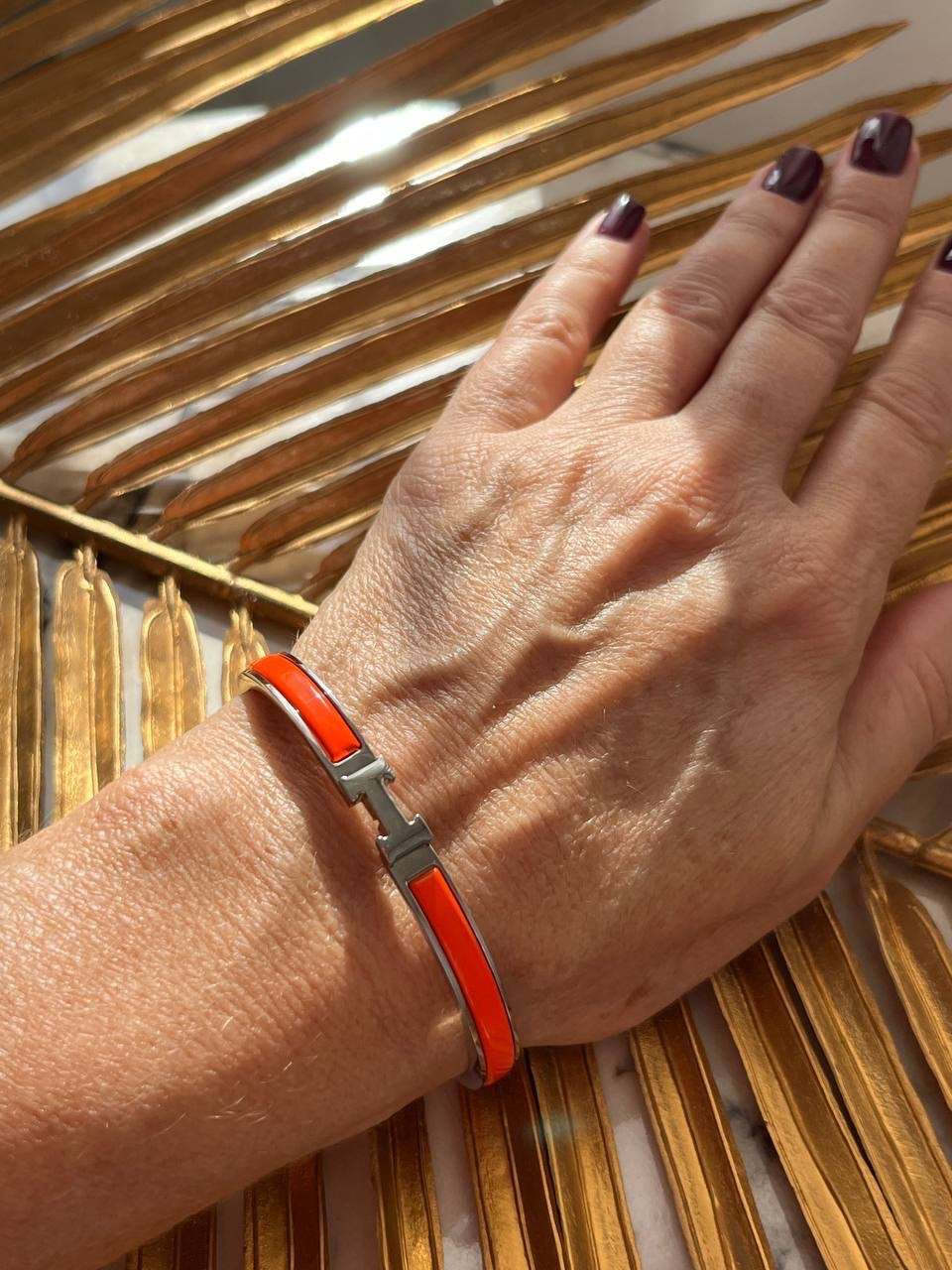 Браслет Hermes емаль / покриття золото 18К, фото 1