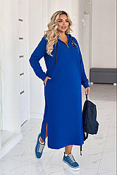 Сукня спортивна великих розмірів з капюшоном міді колір електрик