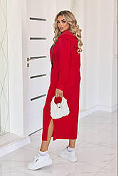 Червона сукня пряма з кишенями спортивна великі розміри