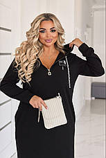 Плаття для повних спортивне з капюшоном довжина міді чорне, фото 4