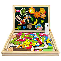 Дерев'яна іграшка "Магнітна дощечка 2 в 1", двостороння, пенал, крейда