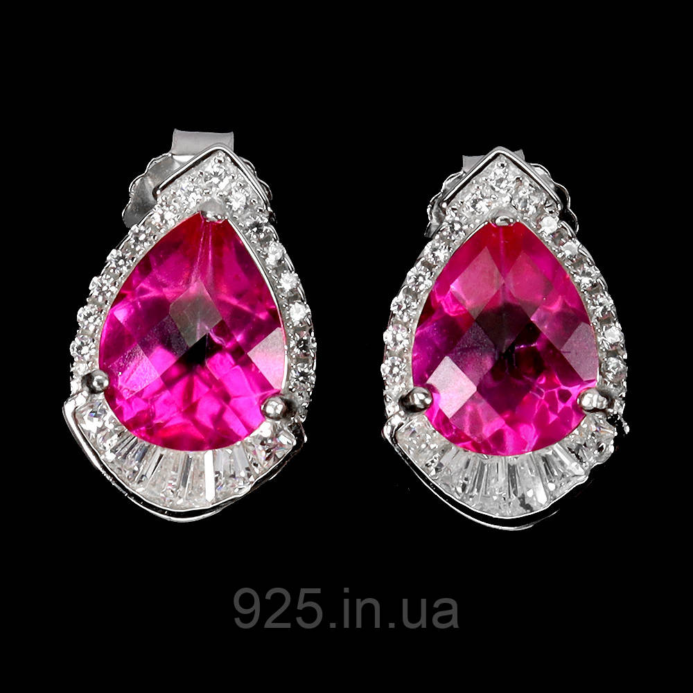 Сережки. Натуральний топаз рожевий. Срібло 925., фото 1
