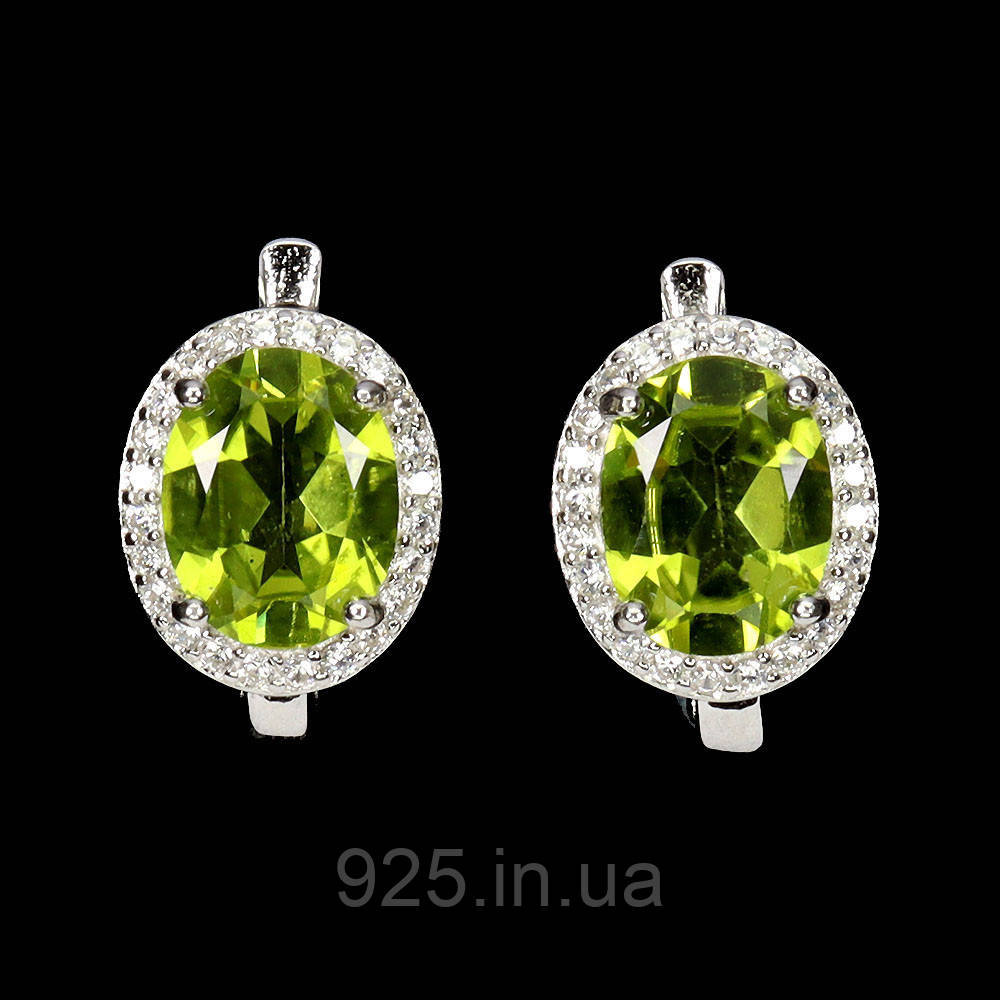 Сережки. Натуральний перидот. Срібло 925., фото 1