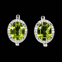 Сережки. Натуральний перидот. Срібло 925.